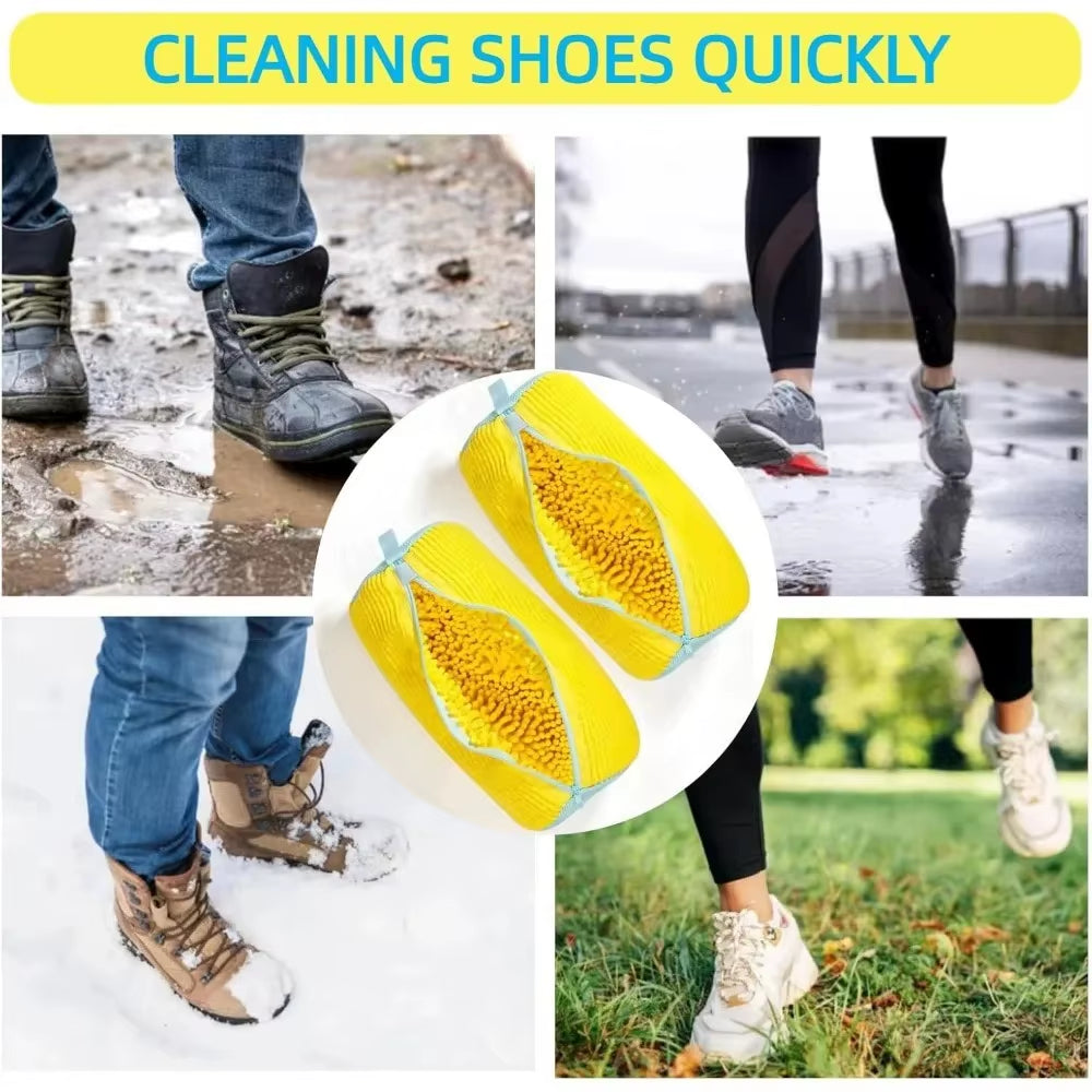 Durable Reusable Shoe Washing Bag for Sneakers - 1-2 Pieces, Yellow and Blue, Zippered, Washing Machine Safe, Protects Shoes During Laundry