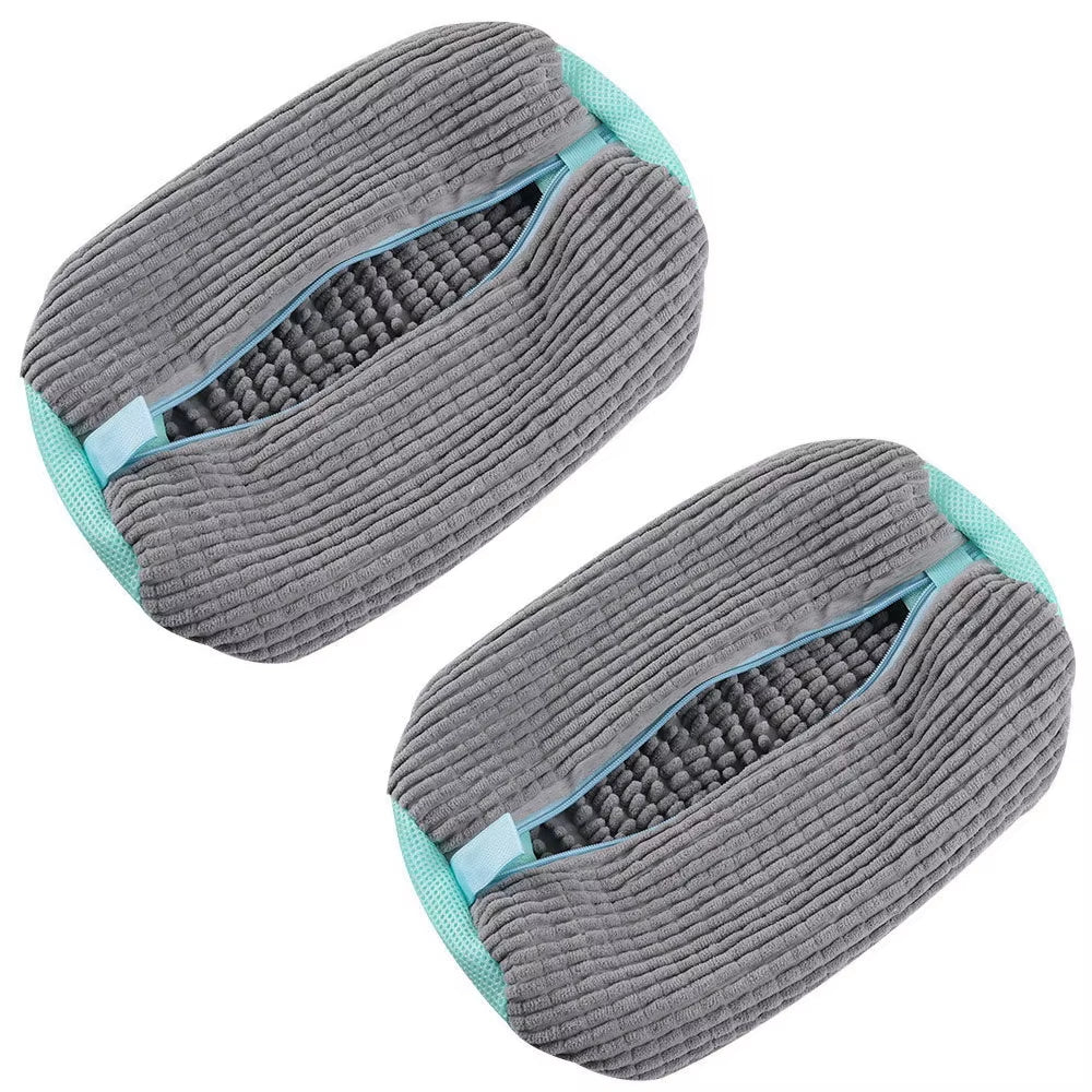 Durable Reusable Shoe Washing Bag for Sneakers - 1-2 Pieces, Yellow and Blue, Zippered, Washing Machine Safe, Protects Shoes During Laundry