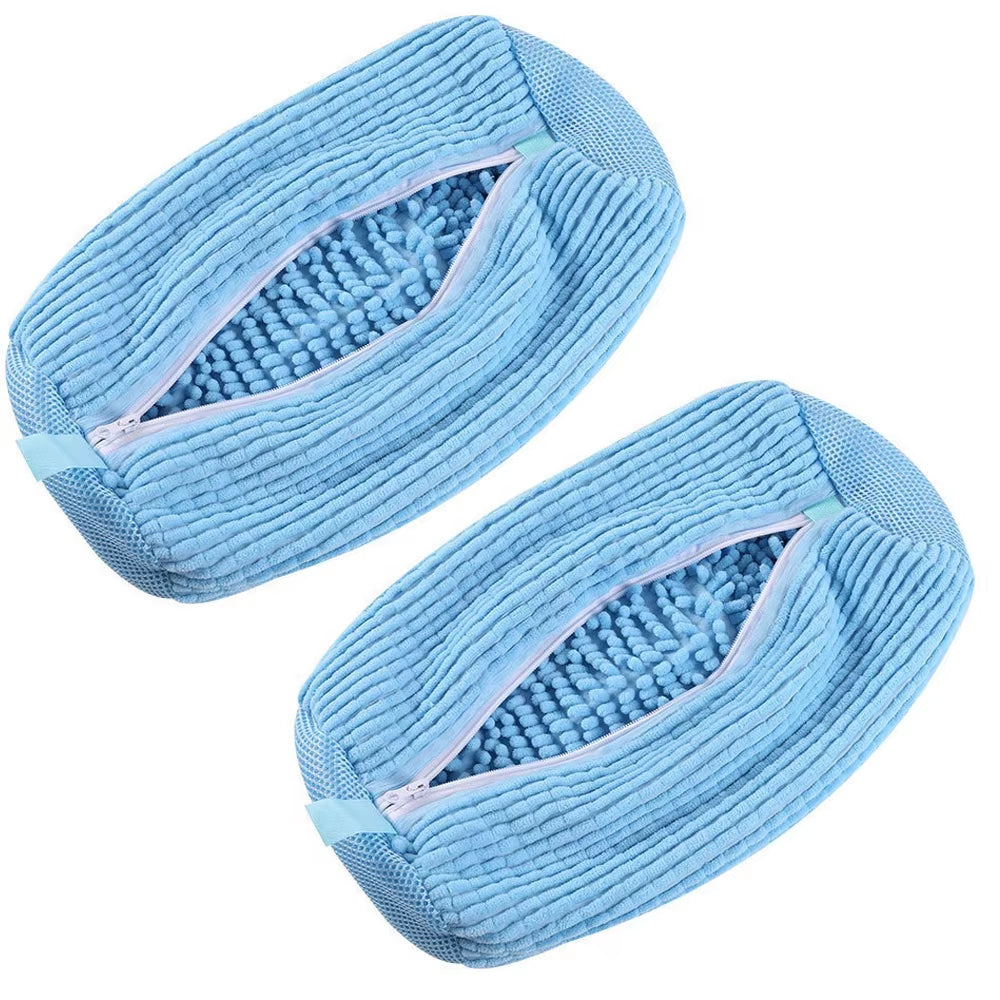 Durable Reusable Shoe Washing Bag for Sneakers - 1-2 Pieces, Yellow and Blue, Zippered, Washing Machine Safe, Protects Shoes During Laundry