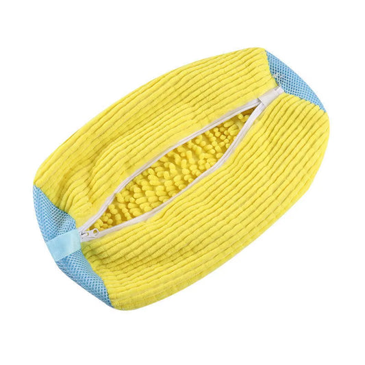 Durable Reusable Shoe Washing Bag for Sneakers - 1-2 Pieces, Yellow and Blue, Zippered, Washing Machine Safe, Protects Shoes During Laundry